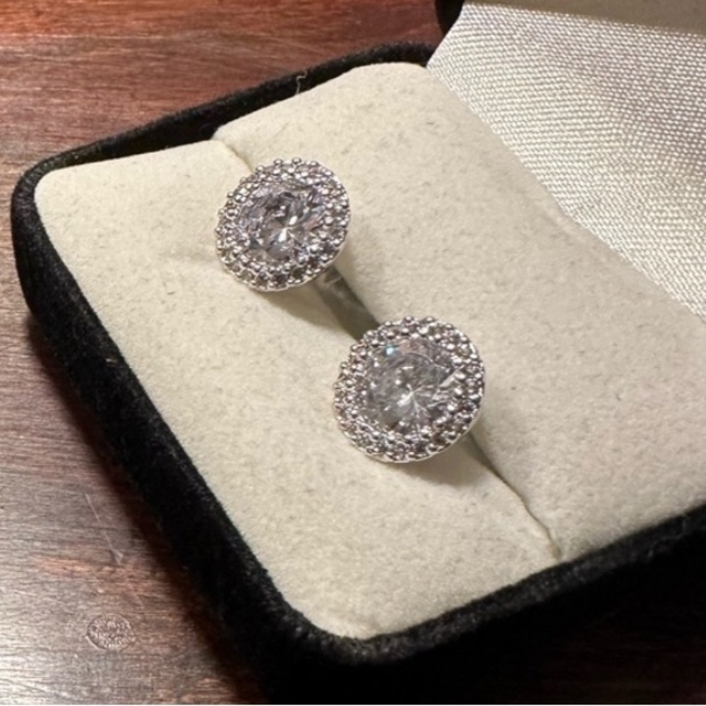 NEW Lab created diamond stud earrings hypoallergenic silver 925